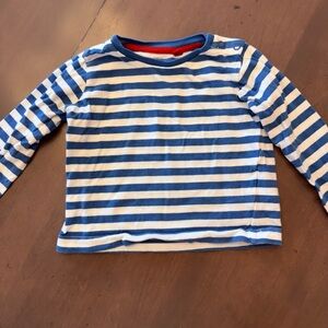 Baby Boden Blue and White Striped Long Sleeve Tee